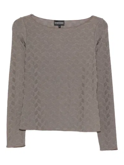 Emporio Armani Boat-neck Jumper Geometric Long Sleeves In Gray