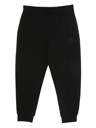 Emporio Armani Elastic Waistband Cotton Blend Sweatpants In Black