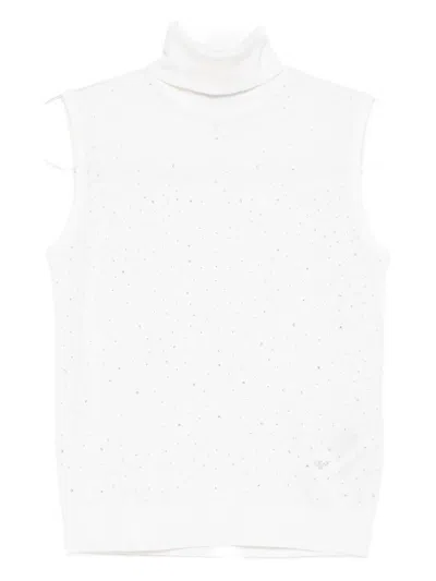 Emporio Armani Wool Turtle-neck Top In White