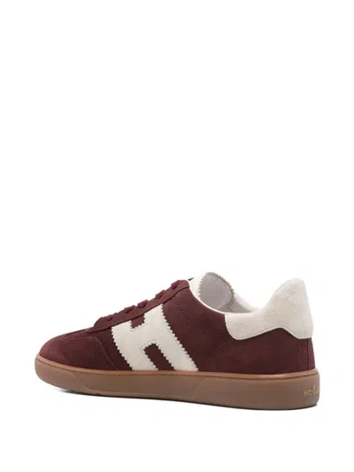 Hogan Stylish Leather Sneakers Suede Finish In Red