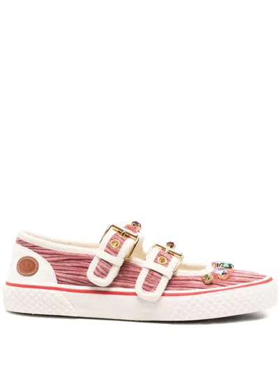 Valentino Dollyboard Buckled Sneakers In Multi