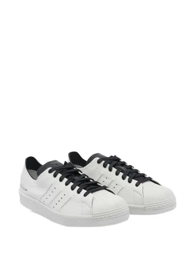 Y-3 Premium Leather Sneakers With Rubber Shell Toe In White