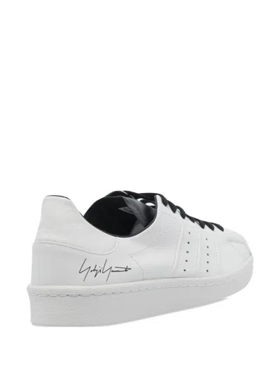 Y-3 Premium Leather Sneakers With Rubber Shell Toe In White
