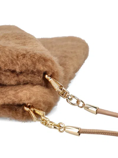 Max Mara Teddy Gloves In Brown