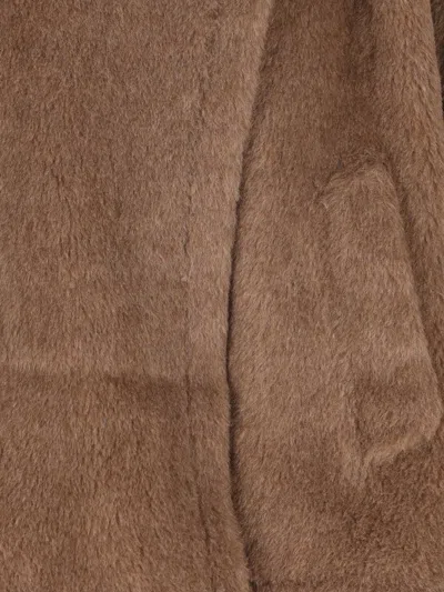 Max Mara Collared Cape With Front Pockets And Short Sleeves In Brown