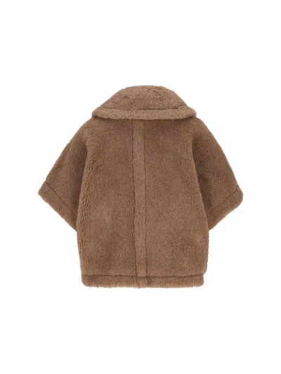 Max Mara Lapel Cape In Brown