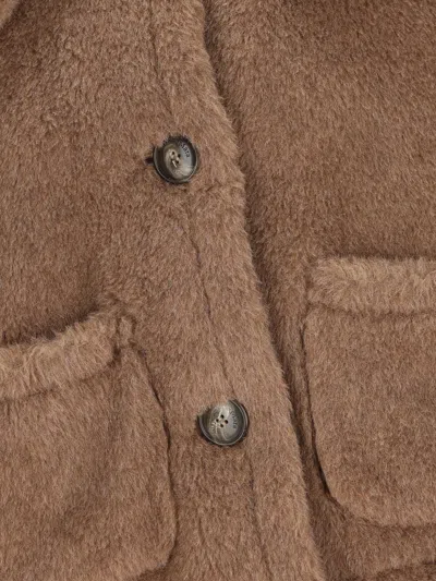 Max Mara Lapel Cape In Brown