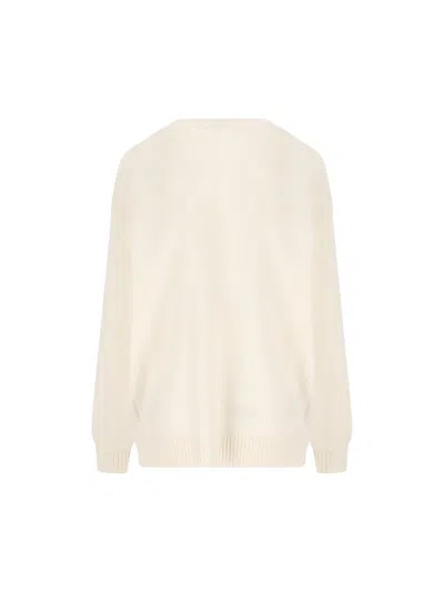 Max Mara Logo-embellishment Crew-neck Sweater In White
