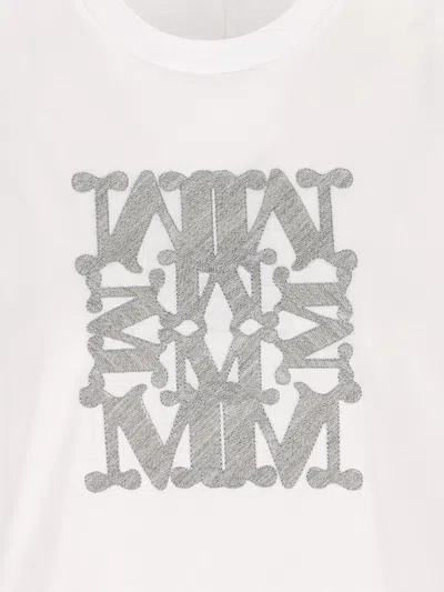 Max Mara Crew Neck Graphic Print Top In White