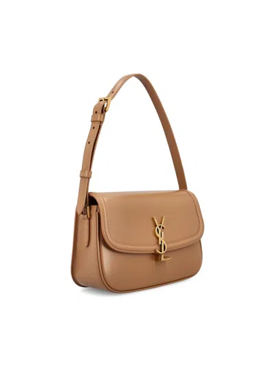 Saint Laurent Mini Leather Solferino Satchel In Brown
