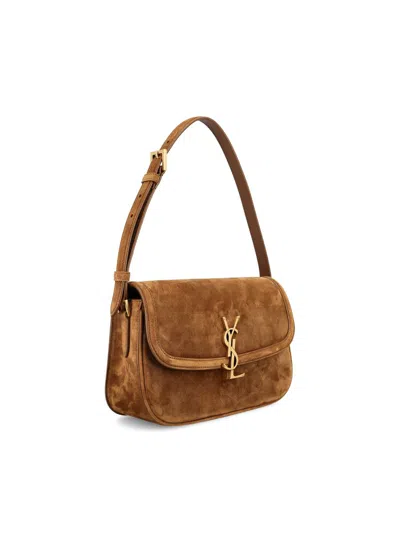Saint Laurent Solferino Suede Leather Shoulder Bag In Brown