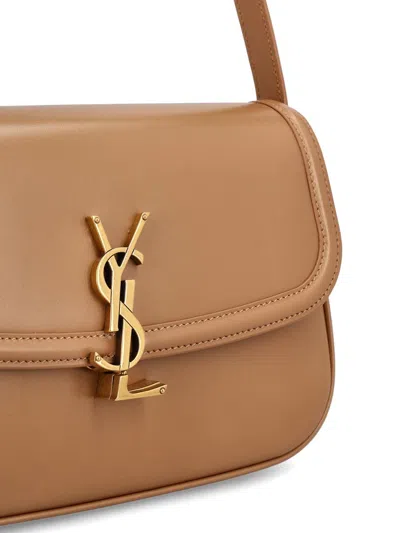 Saint Laurent Mini Leather Solferino Satchel In Brown