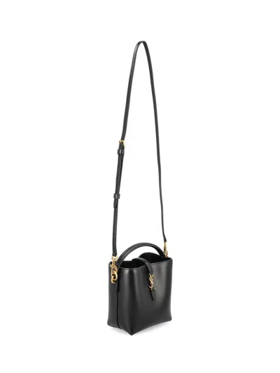 Saint Laurent Le 37 Mini Leather Bucket Bag In Black
