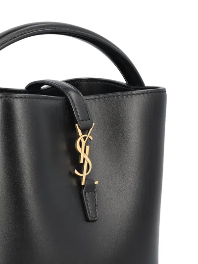 Saint Laurent Le 37 Mini Leather Bucket Bag In Black