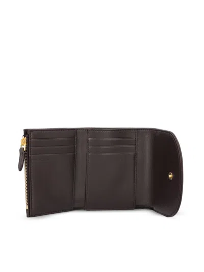 Burberry Compact Wallet With Leather Inserts In Check Pattern In Burgundy