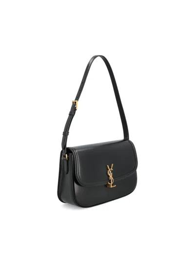 Saint Laurent Medium Solferino Leather Shoulder Bag In Black