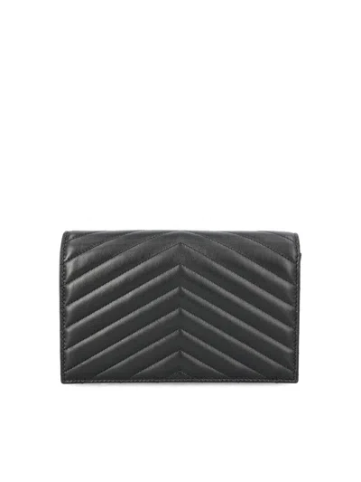 Saint Laurent Quilted Matelasse Leather Shoulder Bag In Black