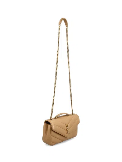 Saint Laurent Loulou Small Ysl Shoulder Bag In Quilted Leather In Brown