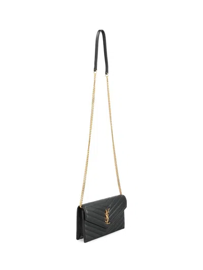 Saint Laurent Quilted Matelasse Leather Shoulder Bag In Black