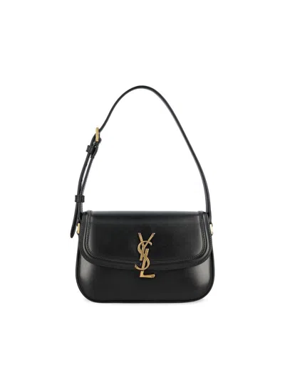 Saint Laurent Medium Solferino Leather Shoulder Bag In Black