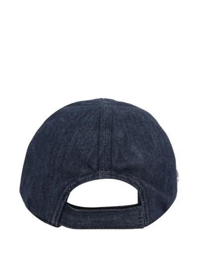 Prada Denim Cap Baseball Curved Brim In Blue
