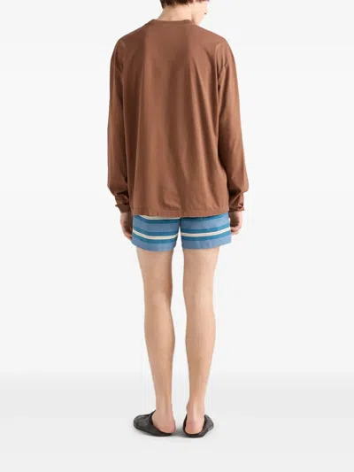 Prada Technical Fabric Swim Trunks In Blue