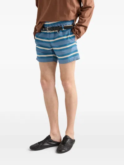 Prada Technical Fabric Swim Trunks In Blue