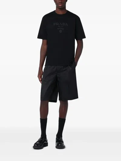 Prada Casual Shorts With Pockets And Loops In Black