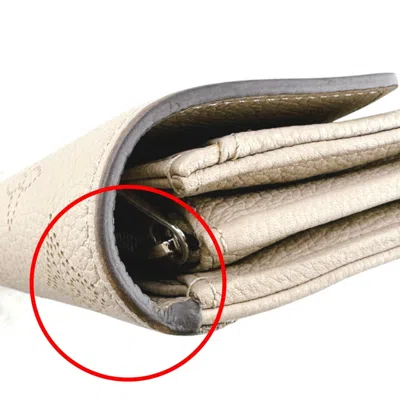 Pre-owned Louis Vuitton Beige Galle Monogram Mahina Leather Long Wallet (tri-fold) ()