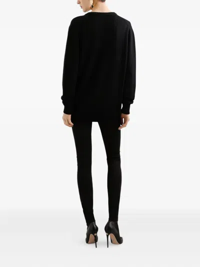 Dolce & Gabbana V-neck Embroidered Sweater In Black