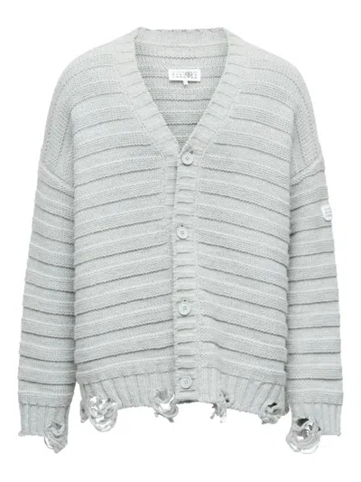 Mm6 Maison Margiela Mm6 By Maison Margiela Textured Ribbed Grey Sweater With Button-down Front In Gray