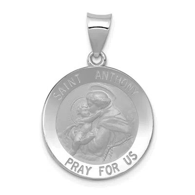 Diamond2deal 14k White Gold Polished Satin St. Anthony Medal Hollow Pendant In White