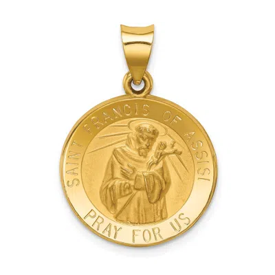 Diamond2deal 14k Yellow Gold Polished And Satin St Francis Of Assisi Medal Hollow Pendant In Yellow