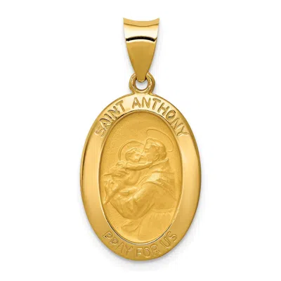 Diamond2deal 14k Yellow Gold Polished And Satin St. Anthony Medal Hollow Pendant In Yellow