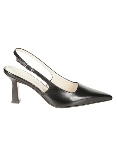 Anna F Soft Black Nappa Pointed Toe Slingback Shoes In Black