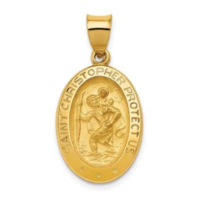 Diamond2deal 14k Yellow Gold Polished And Satin St Christopher Medal Hollow Pendant In Yellow