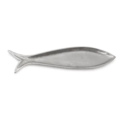Melrose International Metallic Aluminum Fish Platter 23.5"l - Gray