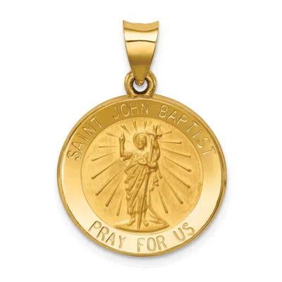 Diamond2deal 14k Yellow Gold Polished And Satin St John Baptist Medal Hollow Pendant In Yellow