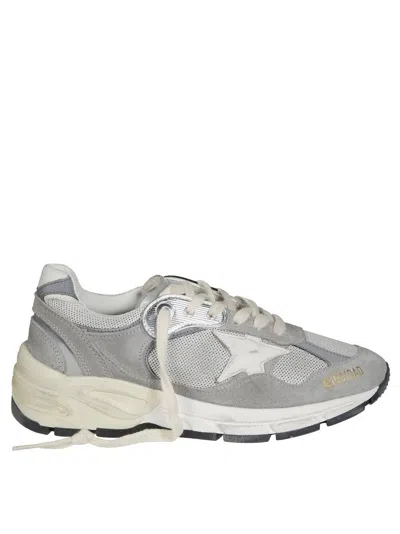 Golden Goose Dad-star Distressed Leather-trimmed Mesh And Suede Sneakers In Gray