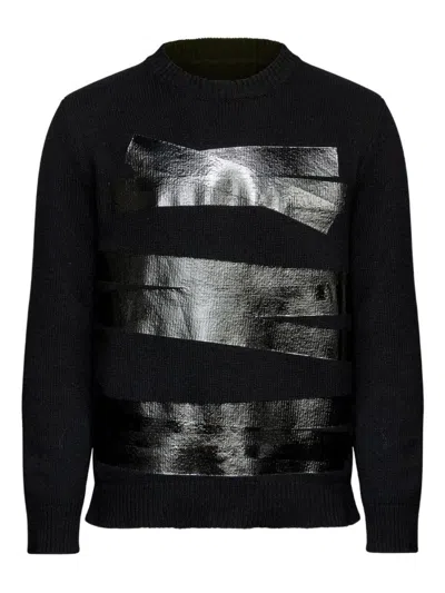 Mm6 Maison Margiela Relaxed Fit Sweater With Tape Detail In Black