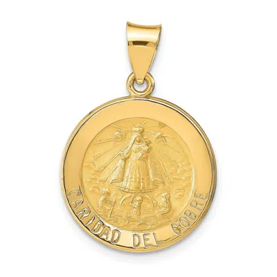 Diamond2deal 14k Yellow Gold Polished And Satin Caridad Del Cobre Medal Hollow Pendant In Yellow
