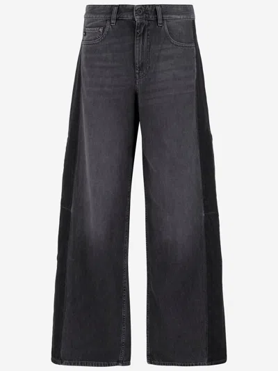 Ag Jeans Wide Fit Dark Grey Jeans With Five-pocket Design And Belt Loops In Multi