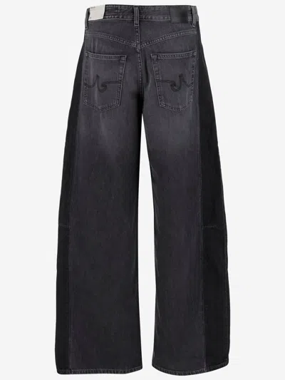 Ag Jeans Wide Fit Dark Grey Jeans With Five-pocket Design And Belt Loops In Multi