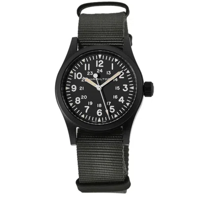 Hamilton Khaki Field Mechanical Black Dial Fabric Strap Men's Watch H69409930 In Black