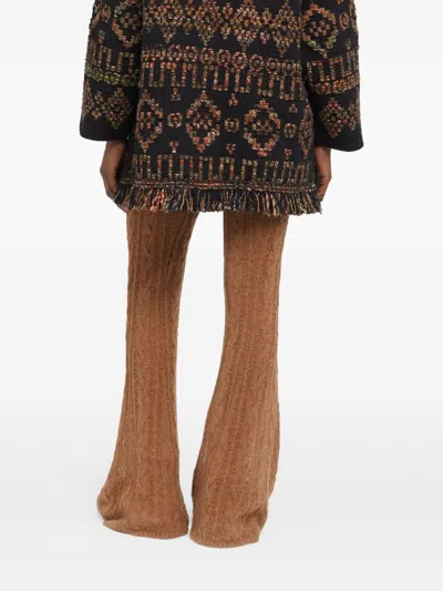 Alanui Fringe Detailing Wool Blend Cardigan In Brown