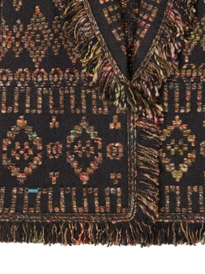 Alanui Fringe Detailing Wool Blend Cardigan In Brown