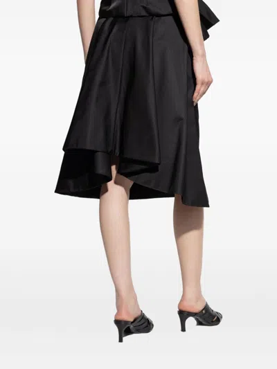 Alexander Mcqueen Ruffled Satin Skirt In Black