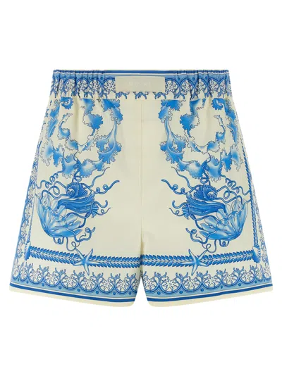 Versace Elastic Waistband Baroque Print Shorts In Multi