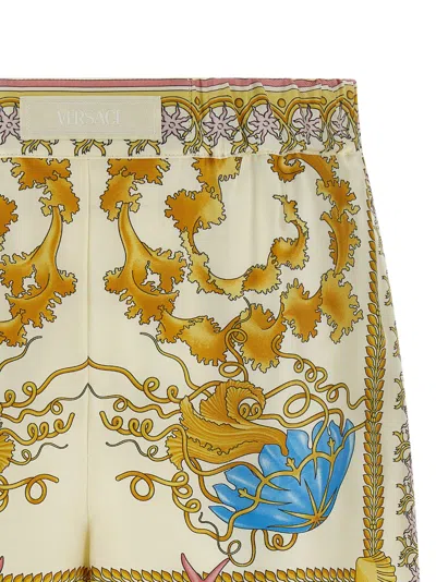 Versace Multicolor Shorts With Elastic Waist And All-over Underwater Barocco Print In Multi
