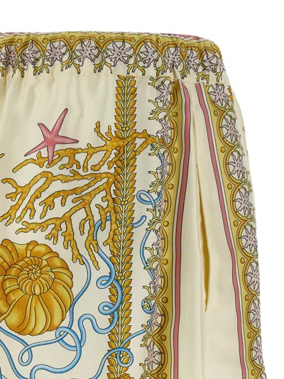 Versace Multicolor Shorts With Elastic Waist And All-over Underwater Barocco Print In Multi